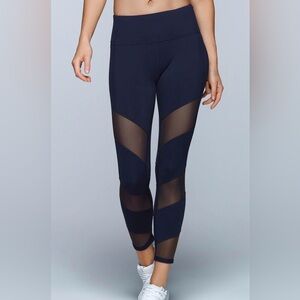 Lorna Jane Dark Blue Mesh Vented Athletic Leggings Medium